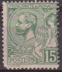 Monaco 1891 Scott 19 Sello ** Principe Alberto I 15c Principat de Monaco 