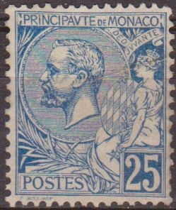 Monaco 1891 Scott 21 Sello ** Principe Alberto I 25c Principat de Monaco 