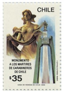 Monumento A Los Mártires De Carabineros. Sellos De Chile 