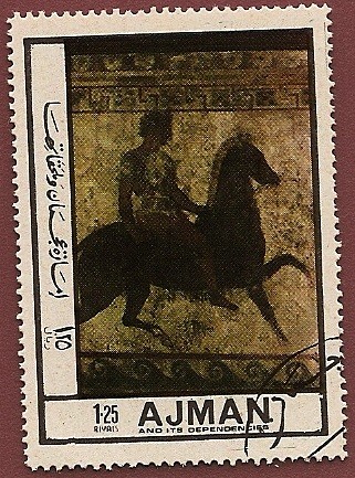 AJMAN  -  Mosaico - Romano a Caballo