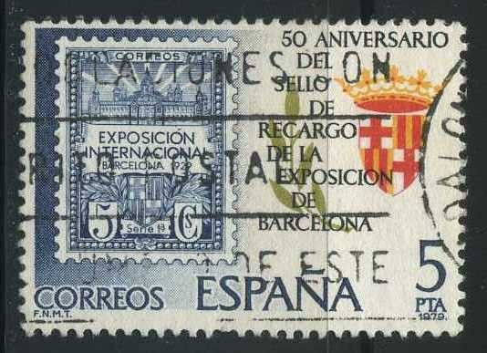 E2549 - 50 Aniv. sello recargo exposición Barcelona