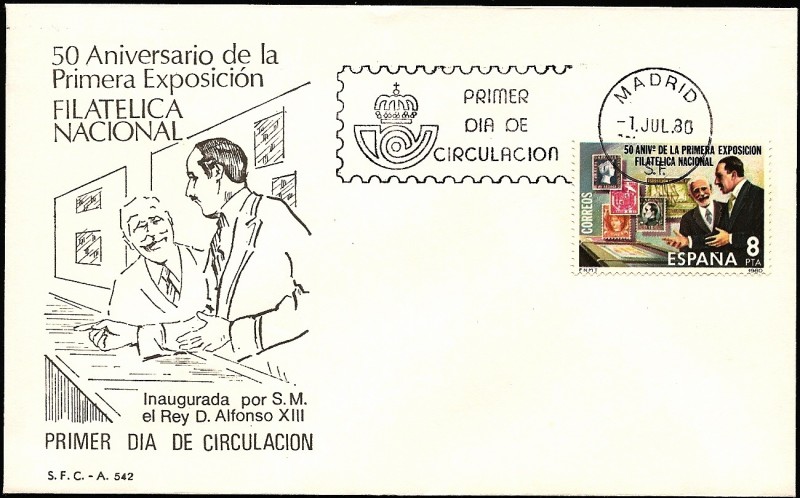 50 Aniv. de la 1ª exposición filatelica nacional - Inaugurada por Alfonso XIII - SPD