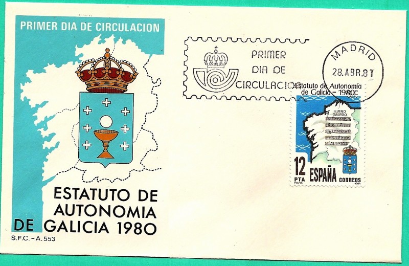 Estatuto de Autonomía de Galicia - himno, escudo y mapa - SPD