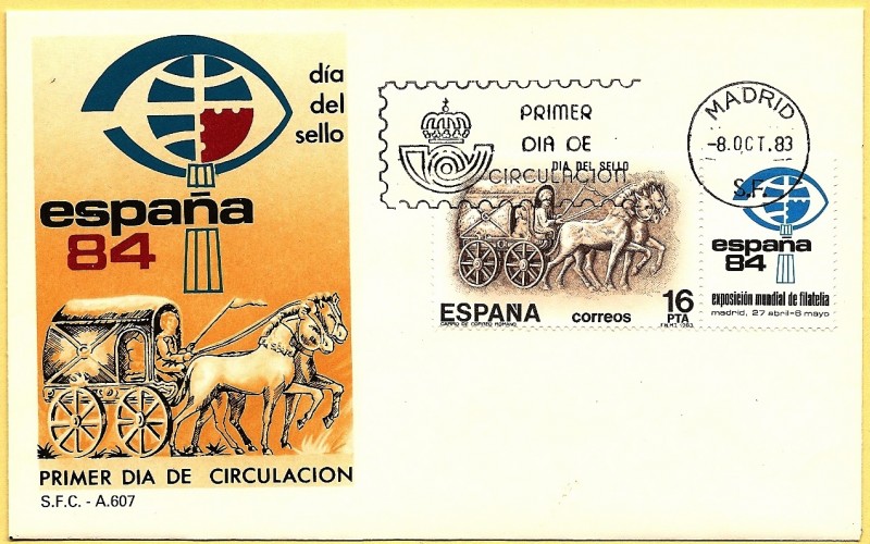 Día del Sello 1983   +   bandeleta España 84 - SPD