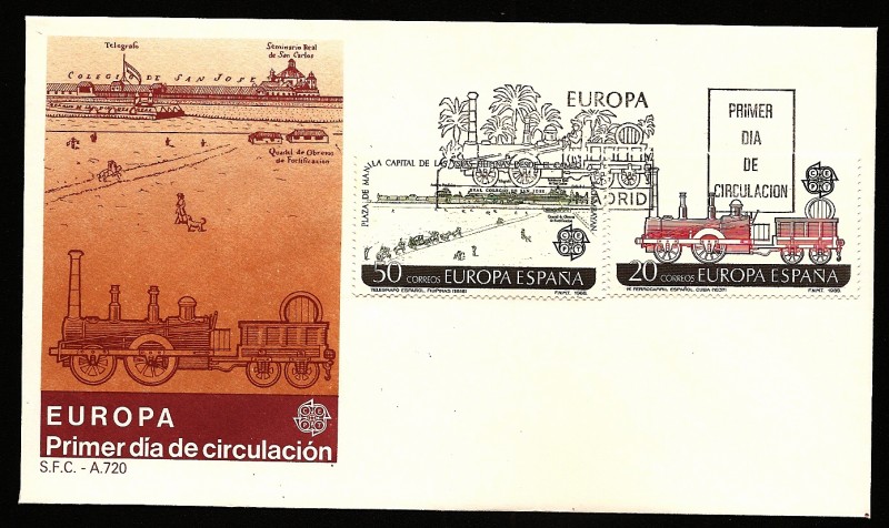 Europa  CEPT 1988 - Telégrafo en Filipinas y  1er. Ferrocarril español en Cuba - SPD