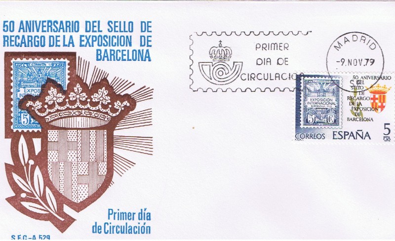 SPD 50 ANIV. DEL SELLO DE RECARGO DE LA EXPOSICIÓN DE BARCELONA