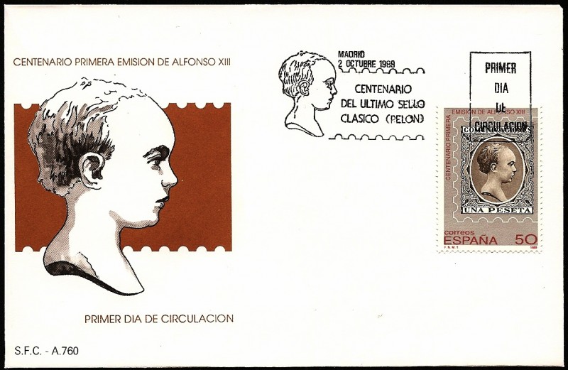 Centenario Primera emisión Alfonso XIII y último sello clásico (Pelón) - SPD