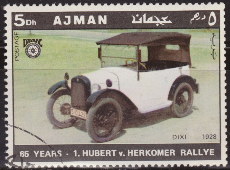 Ajman 1970 Michel 616 Sello * Cars Dixi 1928 Aniv. Hubert v. Herkomer Rallye 5Dh Preobliteré 