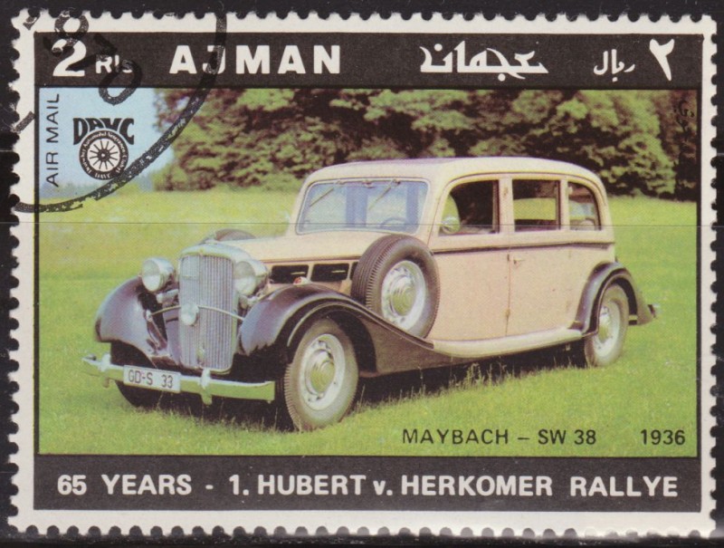 Ajman 1970 Michel 619 Sello * Cars Maybach SW38 1936 Aniv. Hubert v. Herkomer Rallye 2Rls Preobliter