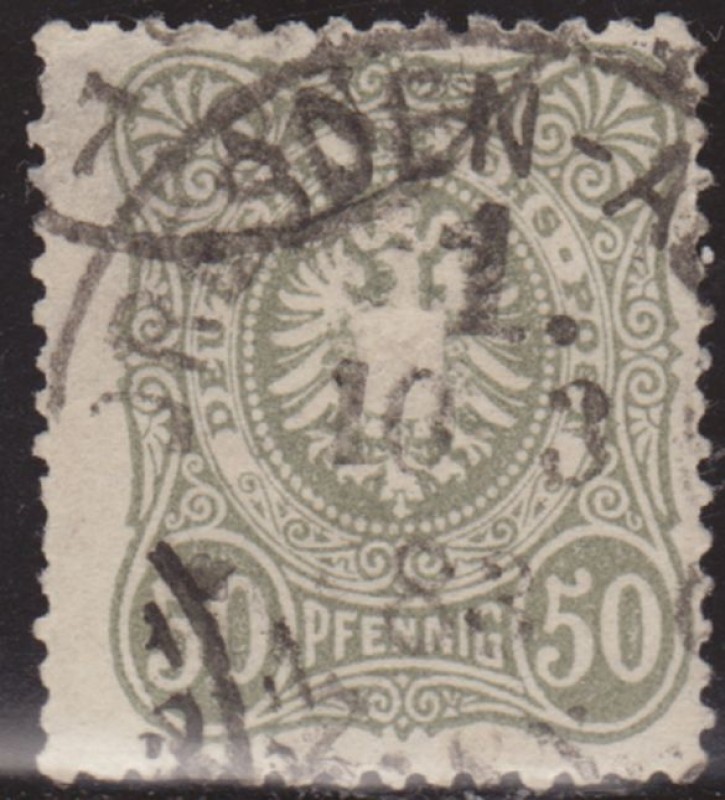 Alemania 1877 Scott 35 Sello º Escudo 50 Pfennig Deutsches Reich Allemagne Duitsland Germania German