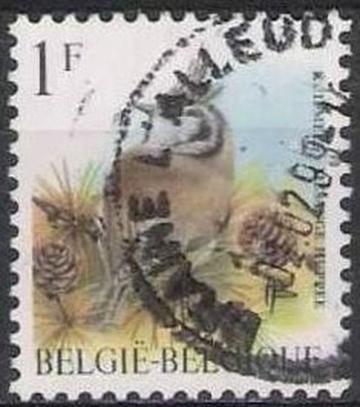 Belgica 1998 Scott 1696 Sello º Aves Oiseaux Mesange Huppee 1fr Belgique Belgium