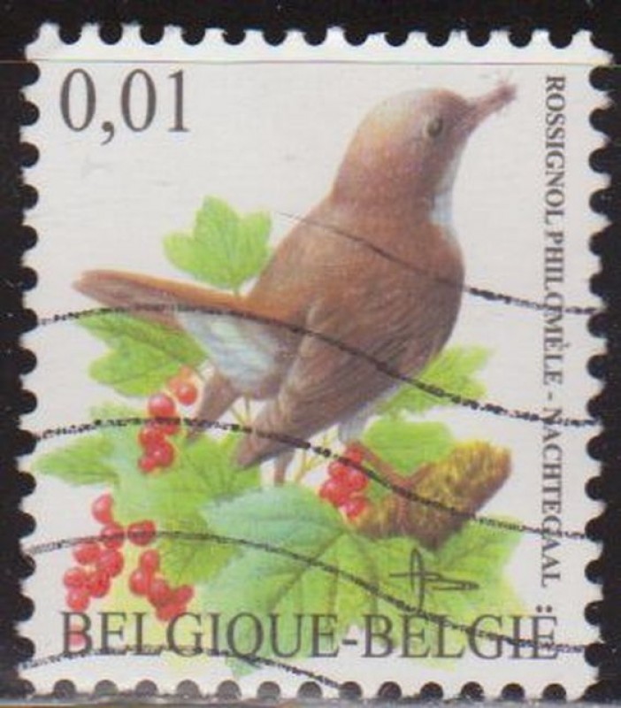 Belgica 2003 Scott 1970 Sello º Aves Oiseaux Rossignol Philoméle 0,01€ Belgique Belgium
