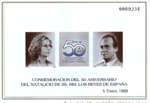 1988. 5 de Enero 50 Aniversario del Natalicio de SS.MM. Los Reyes de España 