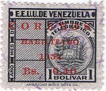 TIMBRE FISCAL 1 BOLIVAR