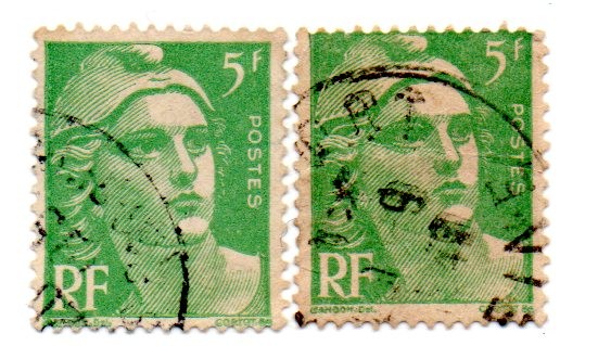 1945-1947-MARIANNE(de GANDON)Tipografiado