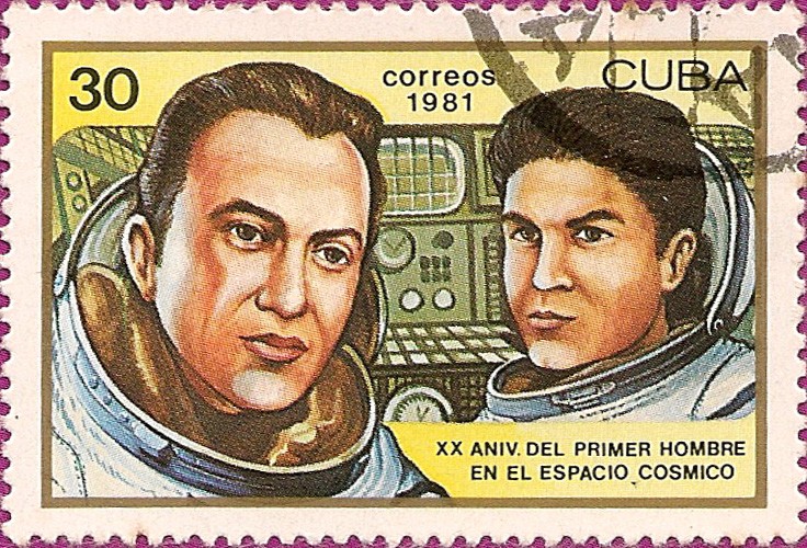 XX Aniv. del primer hombre en el espacio. Ryumen and Leonid Popov.