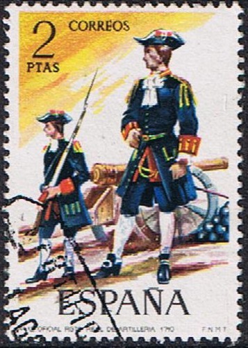 UNIFORMES MILITARES III GRUPO. OFICIAL DE ARTILLERÍA, 1710
