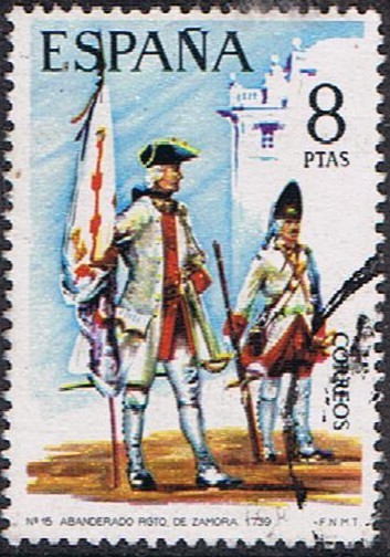 UNIFORMES MILITARES III GRUPO. ABANDERADO DEL REGIMIENTO DE ZAMORA, 1739