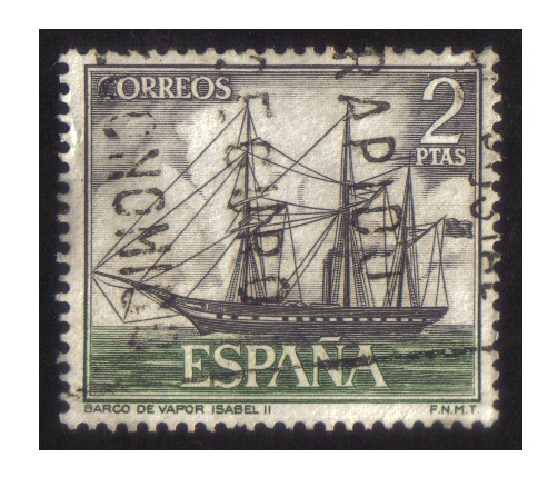 (1607) Homenaje a la Marina Española. Barco de vapor Isabel II