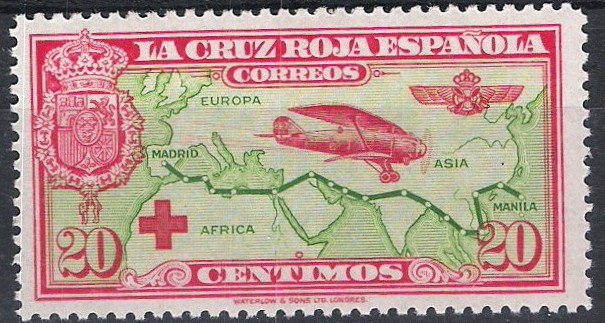 342 Pro Cruz Roja Española. Avión Breguet-19, y vuelo Madrid-Manila.
