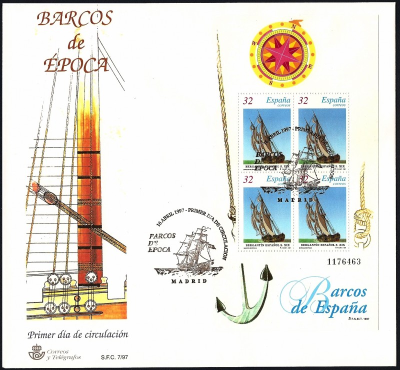 Barcos de época - Bergantín español siglo XIX  HB - SPD