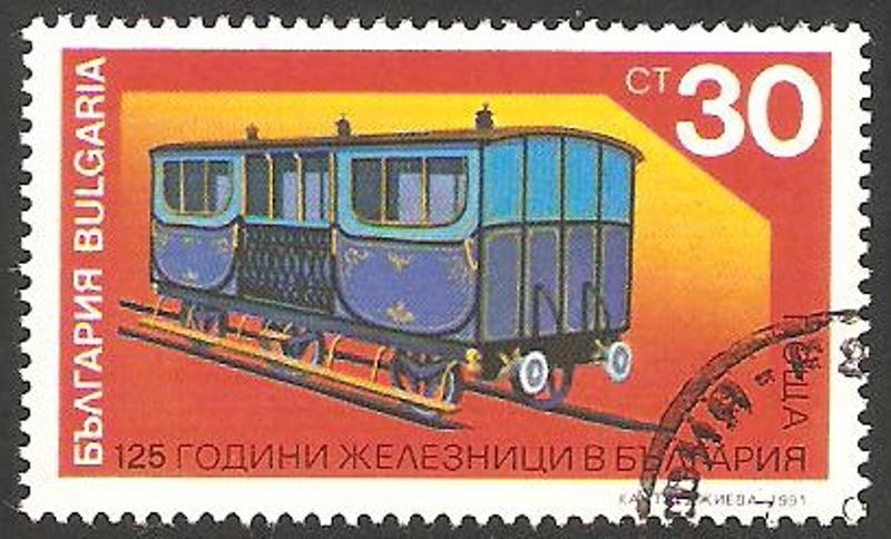 3405 - 125 anivº de los ferrocarriles búlgaros, vagón de pasajeros