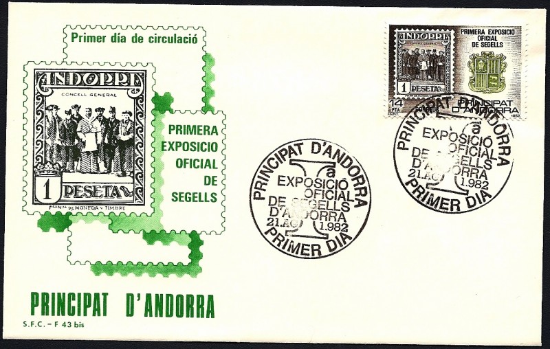 Primera exposición oficial de sellos de Andorra - SPD