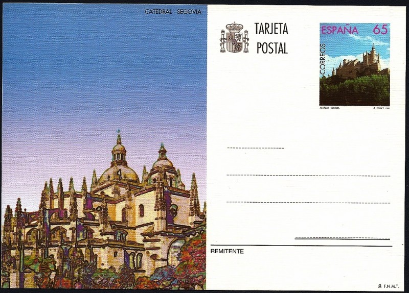 Tarjeta entero Postal   Segovia - Catedral - Alcázar