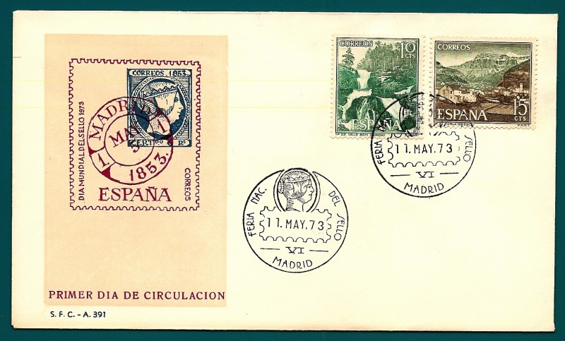 Feria Nacional del sello 1973  en SPD día mundial del sello