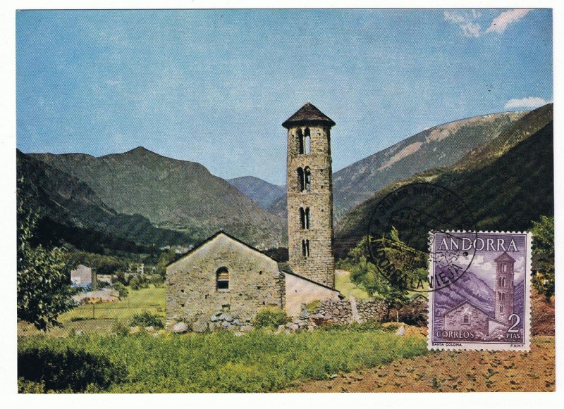 Andorra.  Iglesia de Santa Coloma.  Primer día de circulación del sello