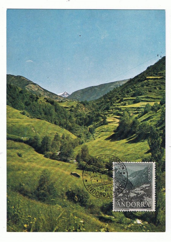 Andorra.  Prados de Anyos.  Primer día de circulación del sello