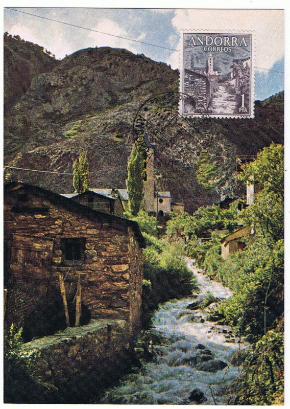 Andorra.  Vista de Canillo.  Primer día de circulación del sello