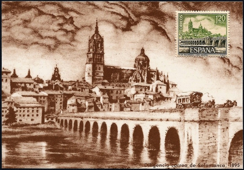 Diligencia correo de Salamanca 1895 - tarjeta conmemorativa  Centenario Cuerpo de Correos