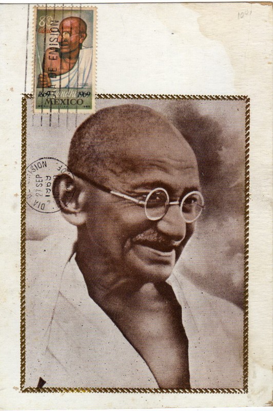 Tarjeta máxima de México primer día de emisión-Mahatma Gandhi