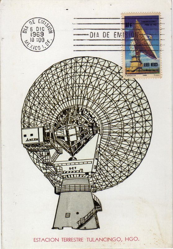 Tarjeta máxima de México primer día de emisión-Estación satelital  terrestre Tulancingo Hidalgo