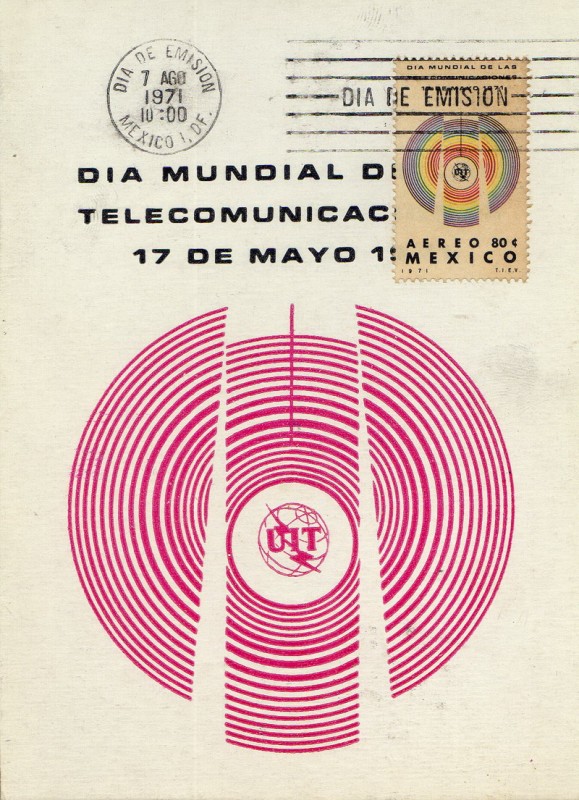 Tarjeta máxima de México primer día de emisión-Día mundial de las telecomunicaciones.