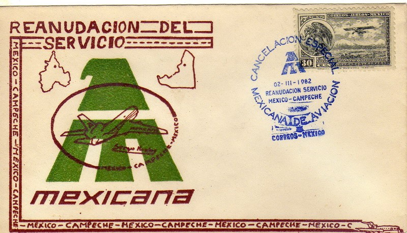 sobre cancelación especial-Mexicana de aviación reanudación del servicio México-Campeche.