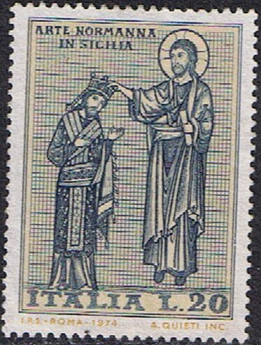 ARTE NORMANDO EN SICILIA. MOSAICOS. CRISTO CORONANDO AN REY ROGER II