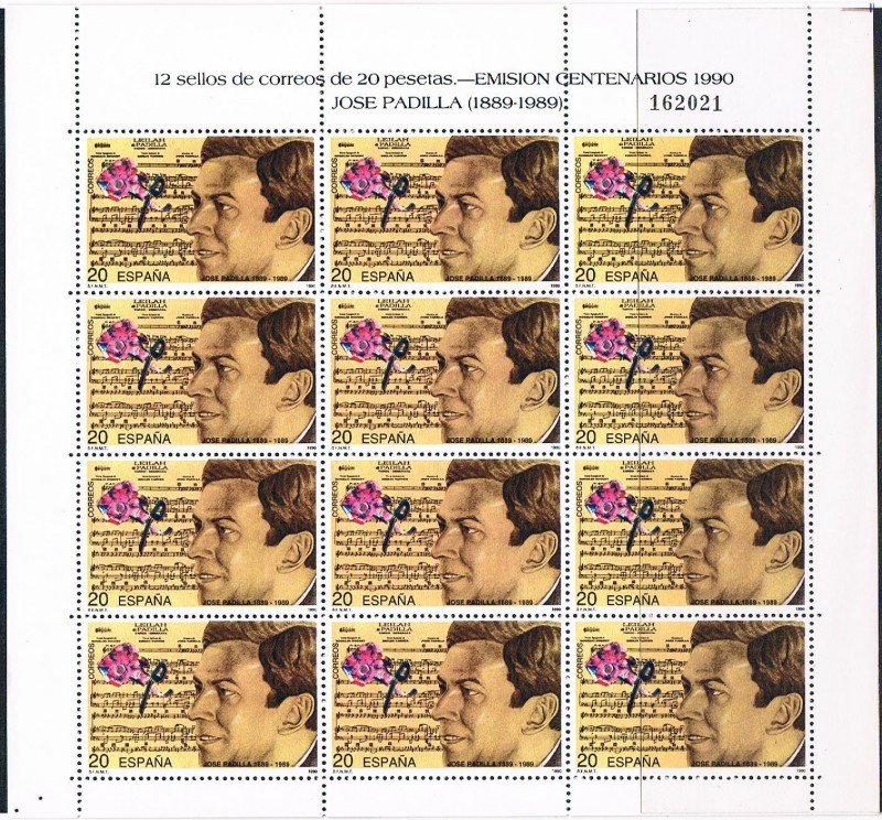 CENTENARIOS 1990. CENT. DEL NACIMIENTO DEL COMPOSITOR JOSE PADILLA