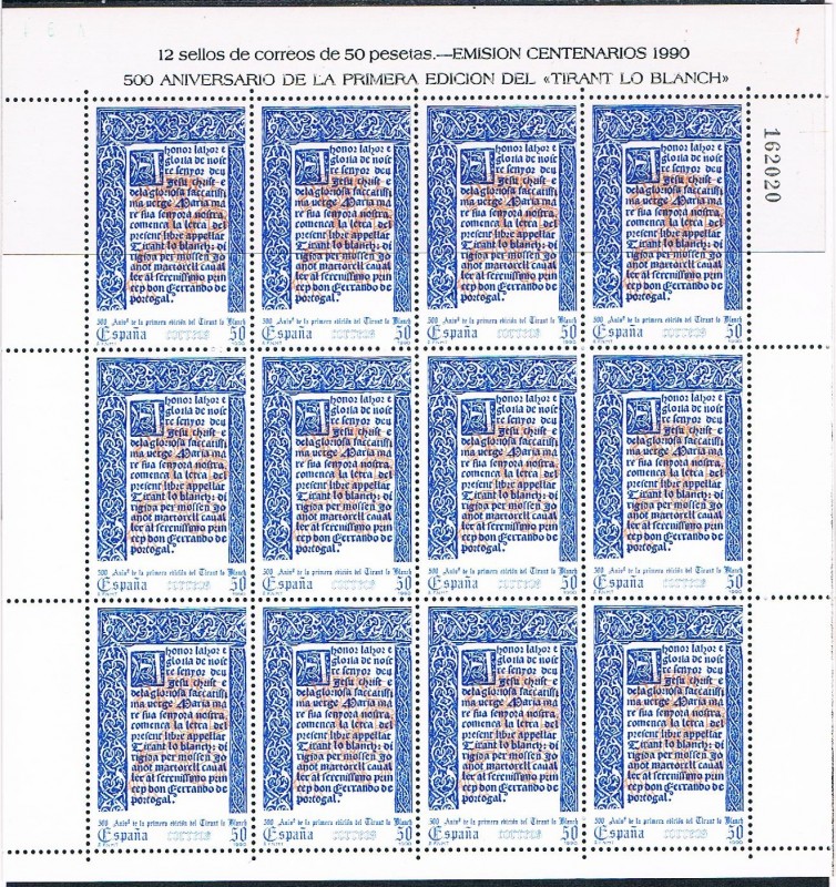 CENTENARIOS 1990. 500 ANIV. DE LA PRIMERA EDICIÓN DE TIRANT LO BLANCH