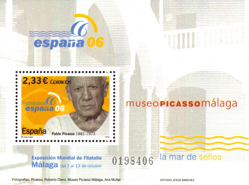 2006 LA MAR DE SELLOS MALAGA EXPOSICION MUNDIAL DE FILATELIA MUSEO PICASSO MÁLAGA PABLO PICASSO