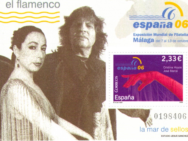 2006 LA MAR DE SELLOS MALAGA EXPOSICION MUNDIAL DE FILATELIA EL FLAMENCO CRISTINA HOYOS Y JOSÉ MERCÉ