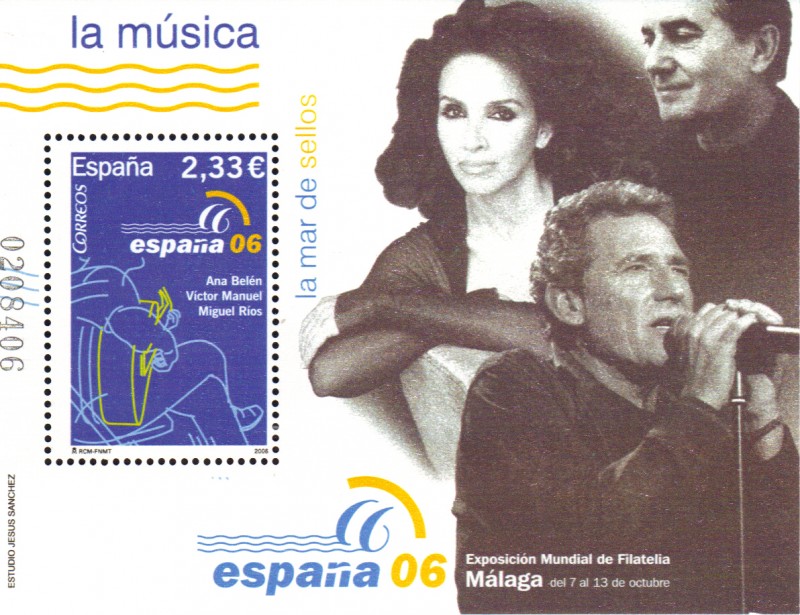 2006 LA MAR DE SELLOS MALAGA EXPOSICION MUNDIAL DE FILATELIA LA MUSICA ANA BELEN -  VICTOR MANUEL - 