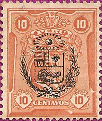 Sello con Sobrecarga Escudo Peruano.