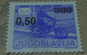 YUGOSLAVIA 1990 postman and motocycle