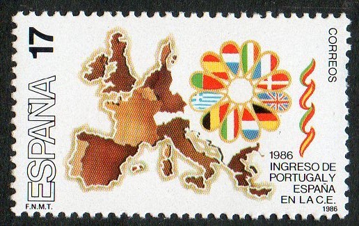 2826- INGRESO DE PORTUGAL Y ESPAÑA EN LA COMUNIDAD EUROPEA. MAPA DE LA EUROPA COMUNIT.