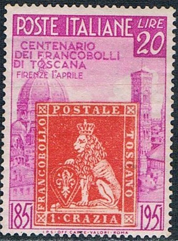 CENTENARIO DEL PRIMER SELLO DE TOSCANA. Y&T Nº 591