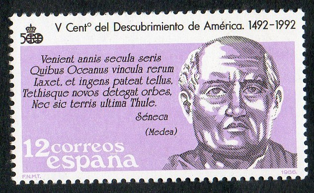 2861-  V CENTENARIO DEL DESCUBRIMIENTO DE AMÉRICA. SÉNECA  ( 4 a. C.-65 ).