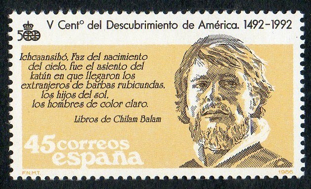 2861-  V CENTENARIO DEL DESCUBRIMIENTO DE AMÉRICA. EXTRANJERO DE BARBAS RUBICUNDAS.