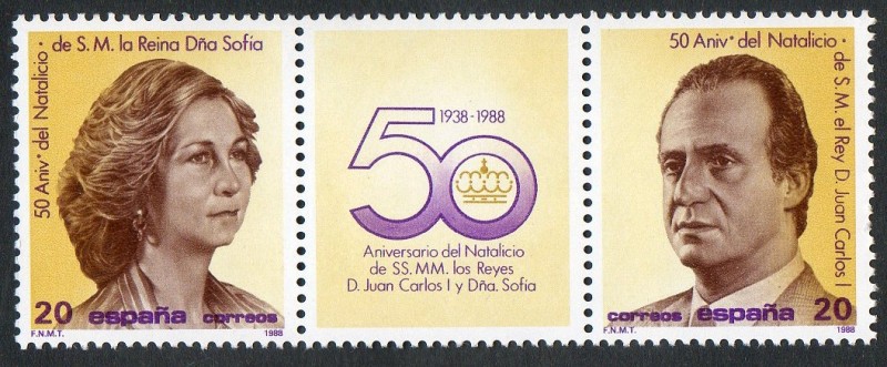 2927-2928,   50º Aniversario del Natalicio de SS.MM. los Reyes de España.